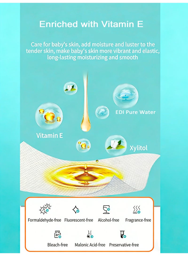 Portable Mini Baby Wipes - 16 Packs (8 Packs × 2 Bundles) | EDI Purified Water 7-Stage Purification | Xylitol + Vitamin E | Safe for Hands & Mouth | Gentle Formula - Image 4